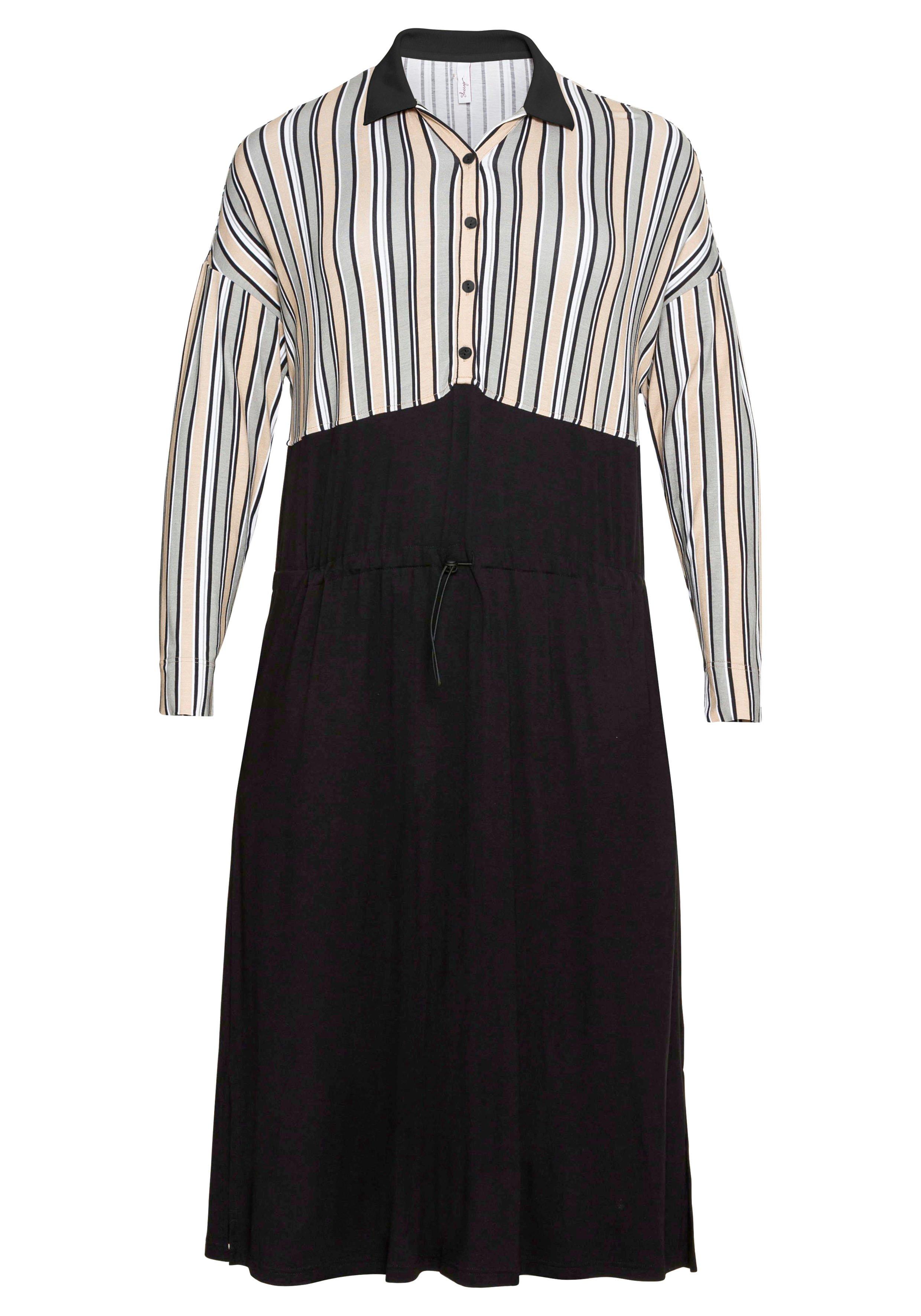 Blusenkleid mit Knopfleiste und Streifen