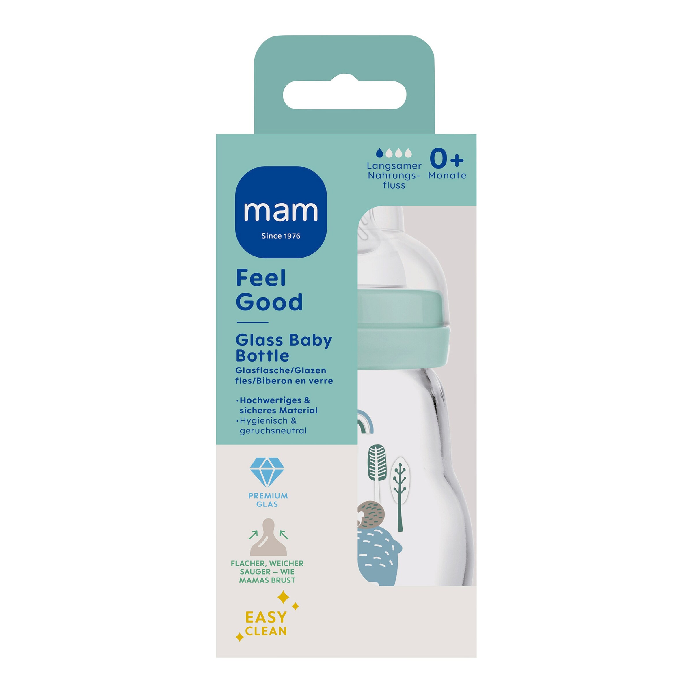 MAM Babyflasche Feel Good matt, Glas, 170 ml, ab 0M mint
