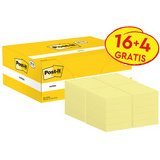 Bloc-notes adhésif, 127x76 mm, jaune, 16+4 gratuits