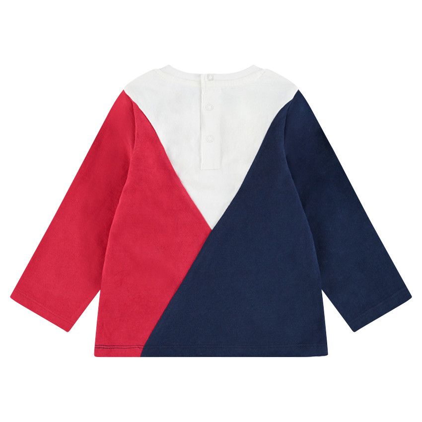 Lot de 2 Tee-shirts manches longues en jersey uni / contrasté avec poche - Rouge