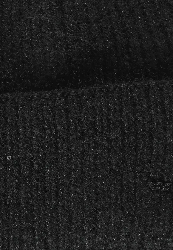 Strickmütze mit Pailletten - Black