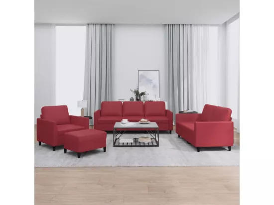 Ensemble de canapés 4 pièces et coussins Rouge bordeaux Similicuir