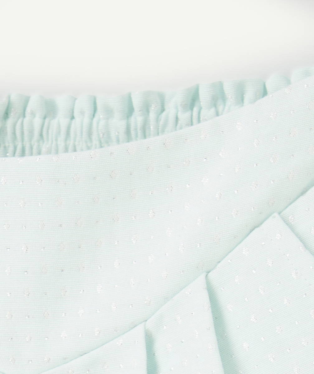 SHORT FILLE BLEU CLAIR AVEC IMPRIMÉ LOSANGE PAILLETÉ COULEUR ARGENTÉE