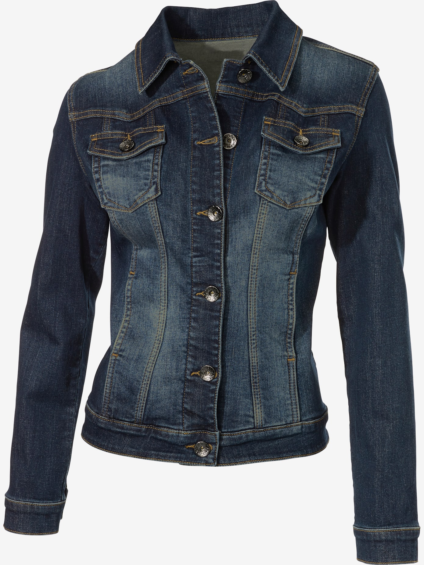 Veste en jean effet délavé et usé
