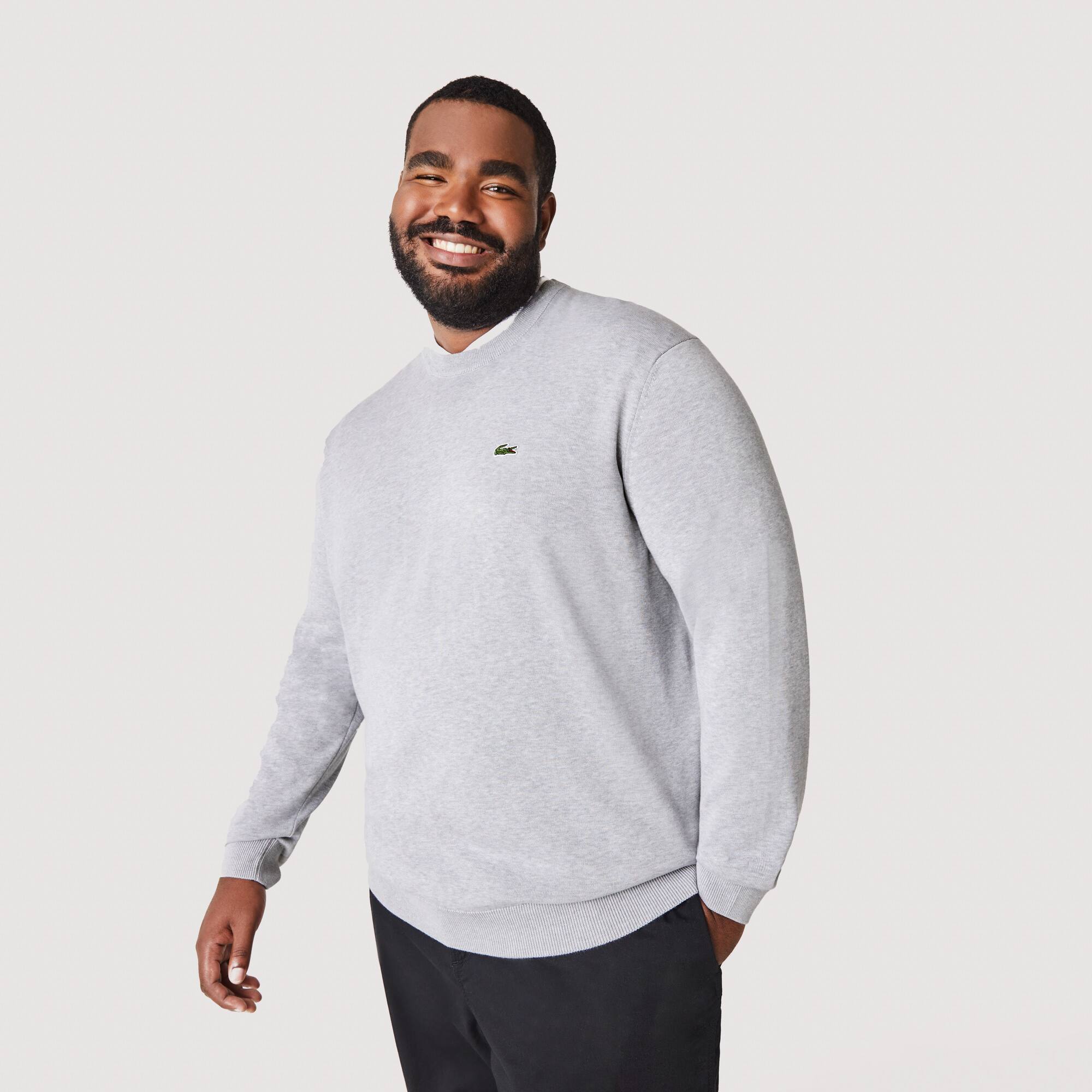 Herren Baumwollpullover Pullover - Grau - Lacoste - Herren