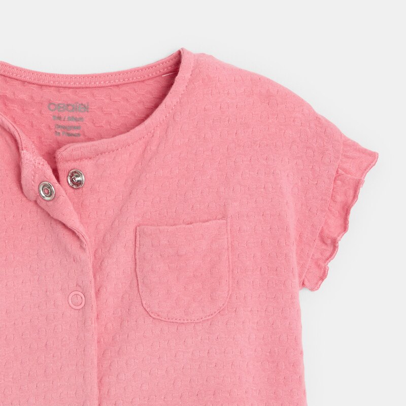 Combi courte maille fantaisie bubble rose naissance Rose