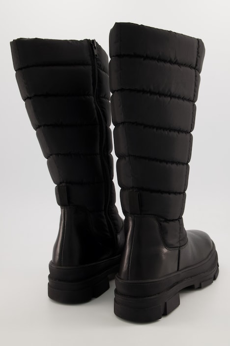 Lederstiefel, XL-Steppschaft, Fleecefutter, Weite H