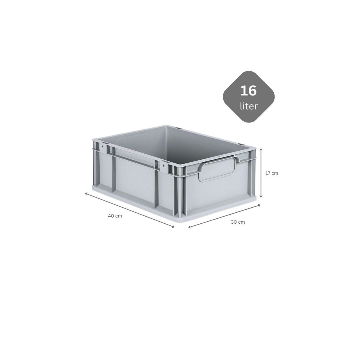 PROREGAL Voordeelset 5x Eurobox Nextgen Economy met scharnierend deksel en zwarte schuifsloten en handgrepen. Afmetingen gesloten (H x B x D): 17 x 30 x 40 cm