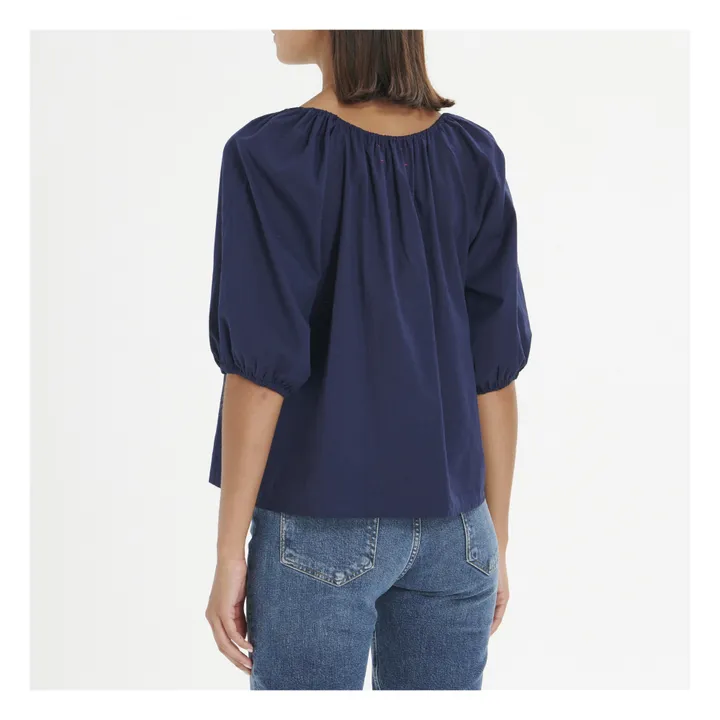 Xirena Blouse Giana Popeline de Coton | Bleu marine