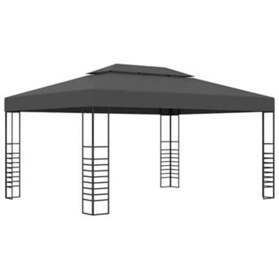 vidaXL - Tuinpaviljoen - Antraciet - Stof - 3 x 4 m