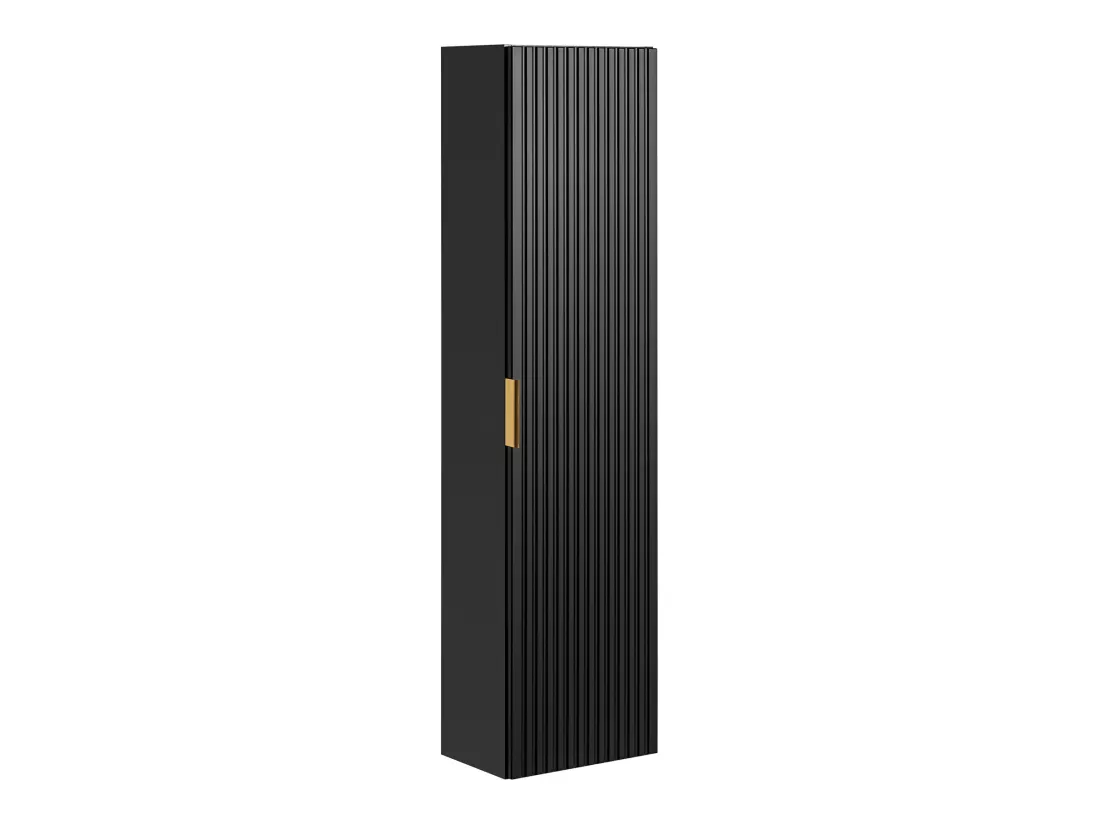 Meuble de salle de bain strié avec vasque à encastrer et colonne - Noir - 60 cm - ZEVARA