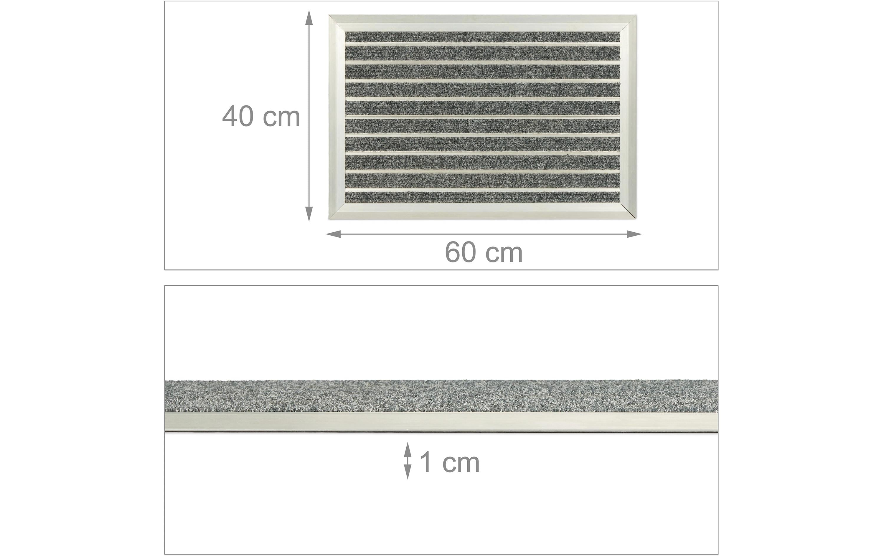 Fussmatte Aluminium 40 cm x 60 cm, Grau/SilberTürmatte