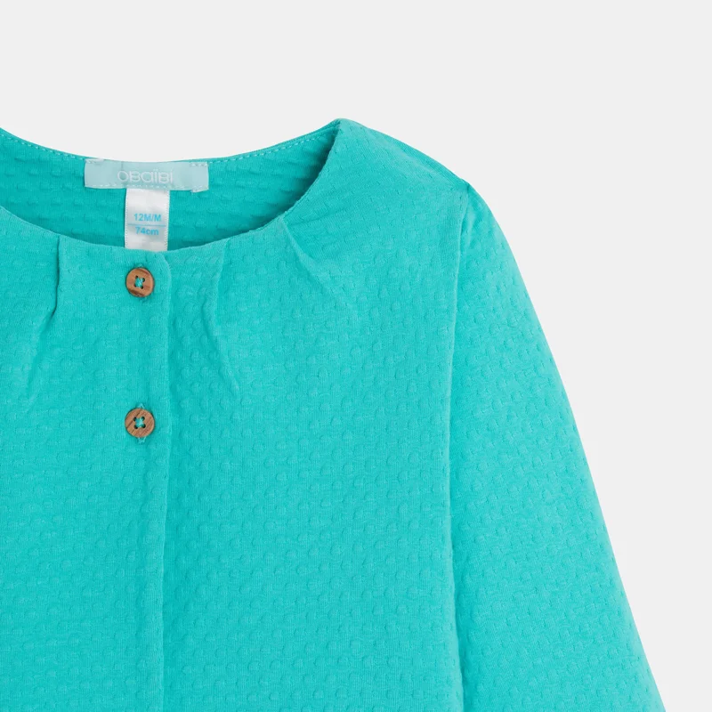 Gilet coton fantaisie bleu bébé fille Vert