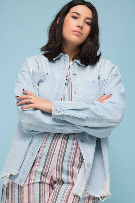 Jeanshemd, oversized, destroyed, Hemdkragen, Langarm