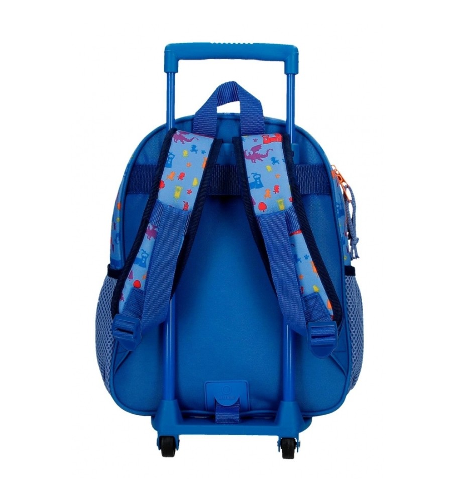Mochila Joumma Bags Paw Patrol Rescue Knights 33cm com carrinho azul