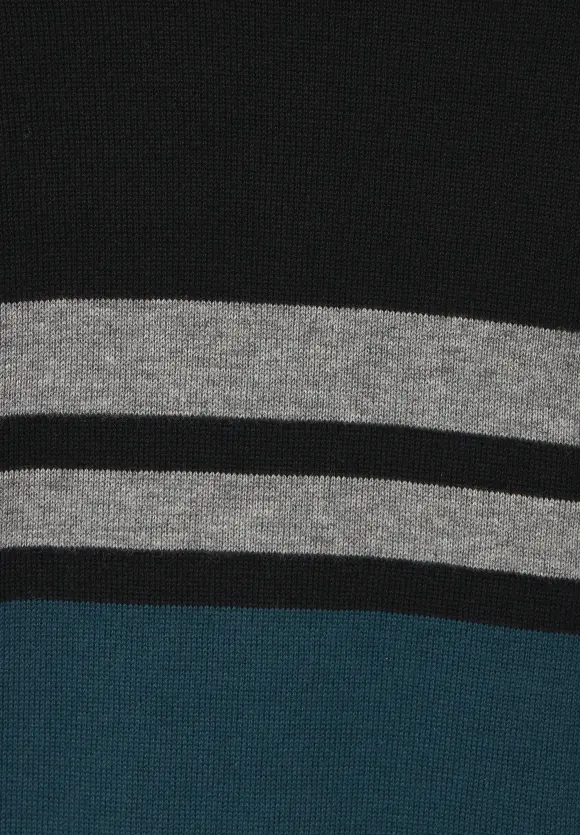 Gestreifter Strickpullover - deep teal green
