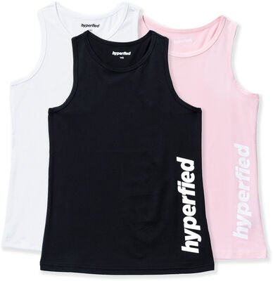 Hyperfied Split Tank Top 3-pack, Black/White/Fairy Tale