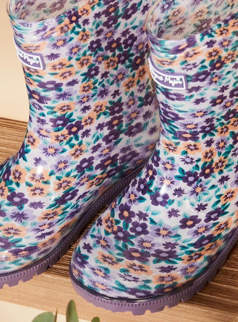 Bottes de pluie violettes à imprimé fleuri
