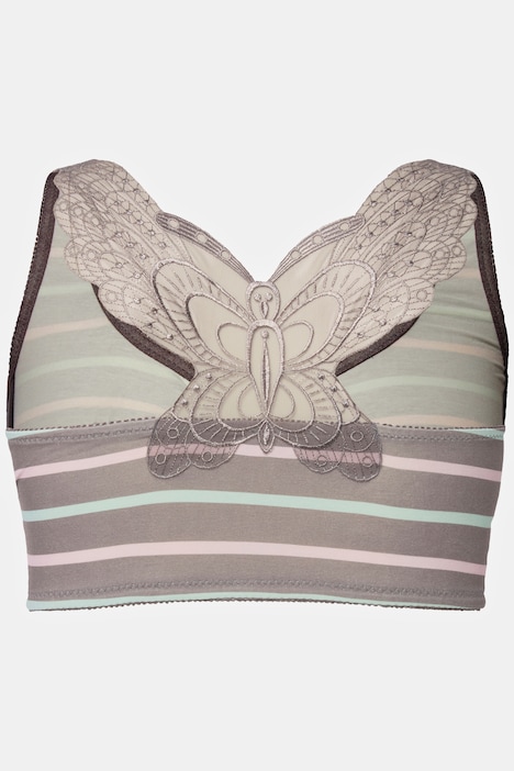Bustier, Streifen, Vorderverschluss, ohne Bügel, C/D Cup