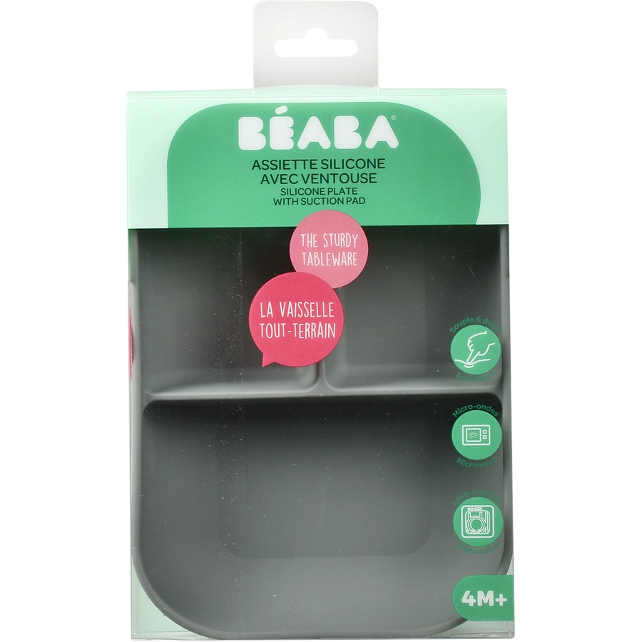 BEABA® Silikonteller mit Saugnapf Unterteilt mineral