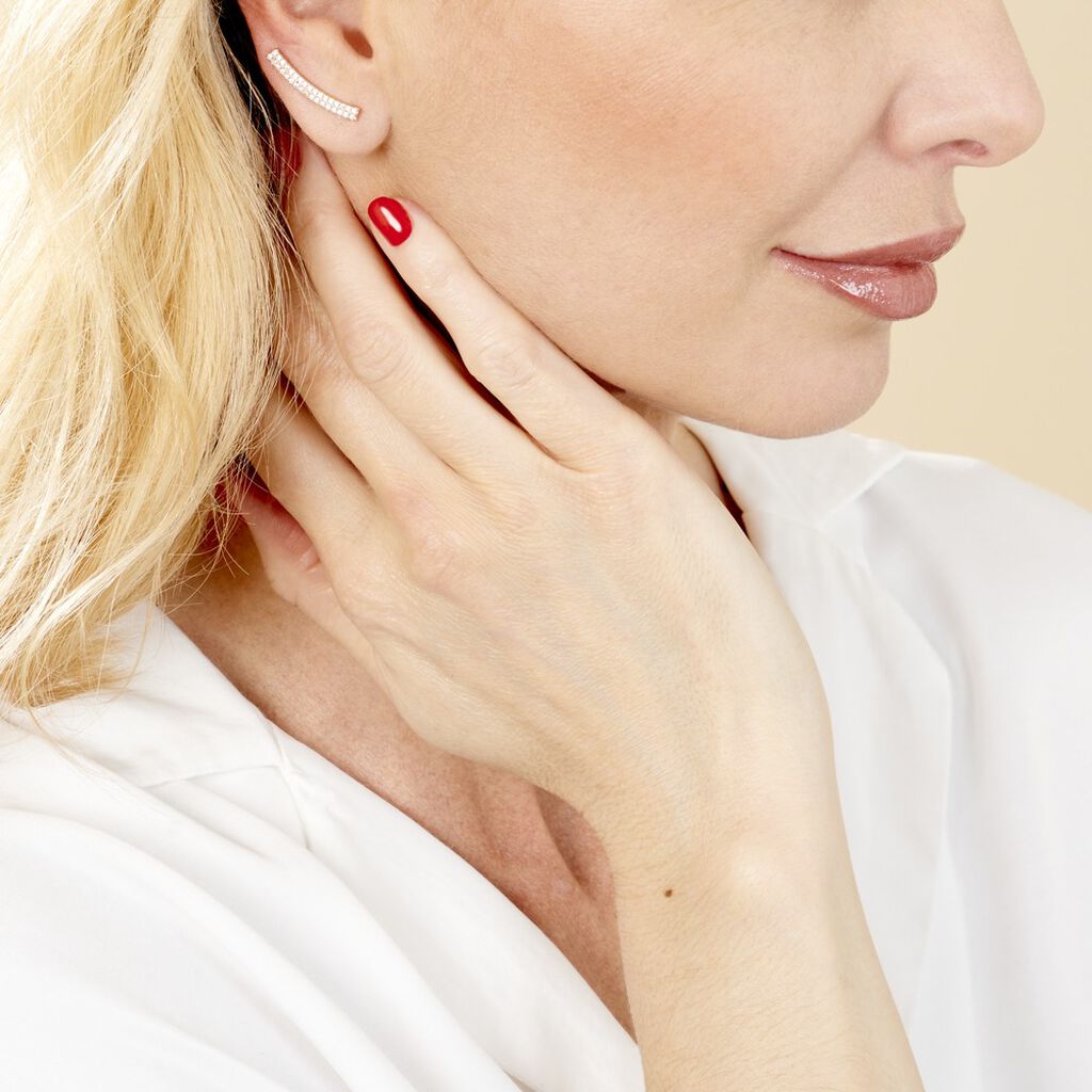 Boucles D'oreilles Grimpantes Jennyferine Plaqué Or Jaune Oxydes