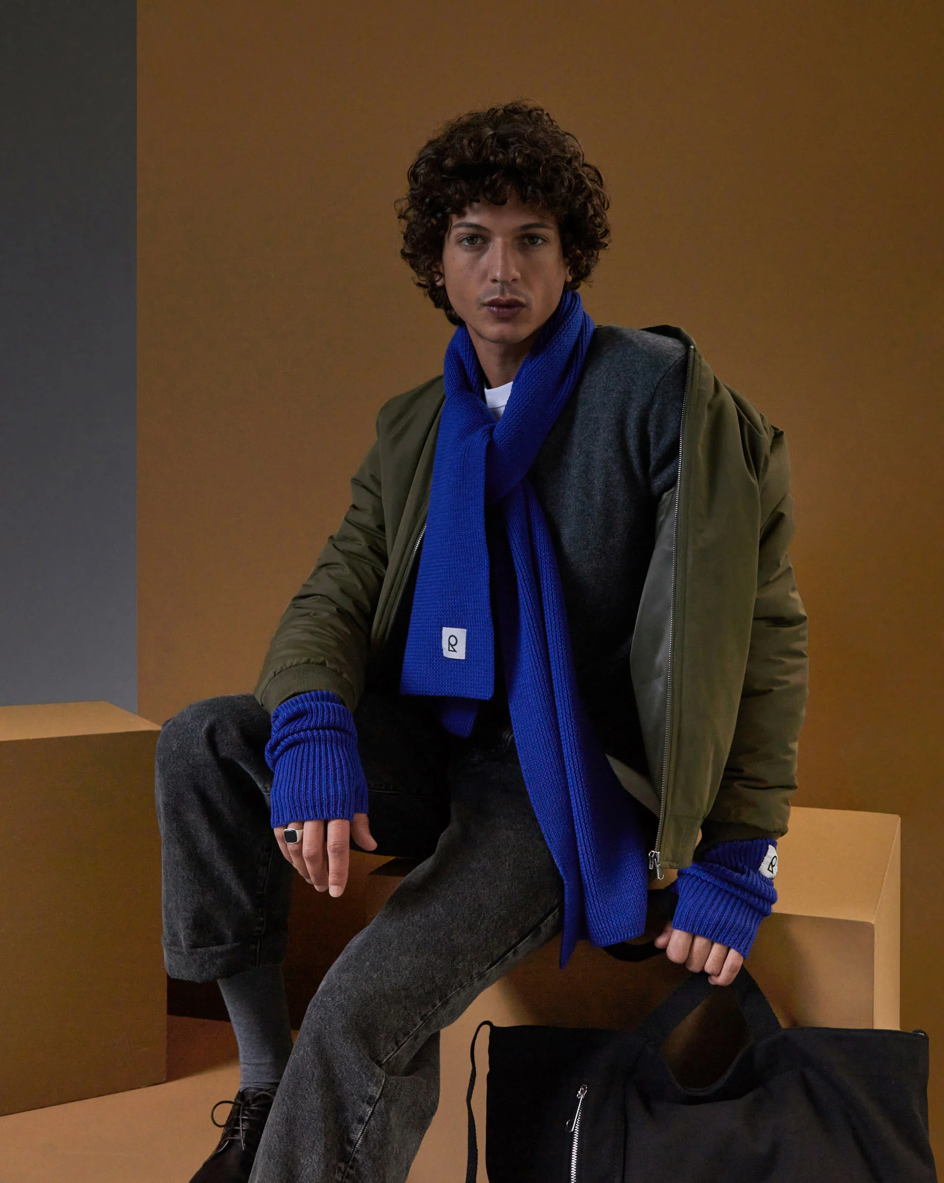 Echarpe en laine mérinos unisexe | Bleu