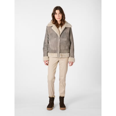 Damen-Wendejacke Lammfell, Hellgrau