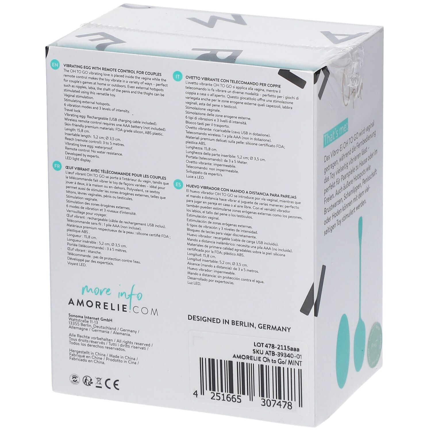 AMORELIE Oh To Go Vibro-Ei mit Fernbedienung FÜR PAARE