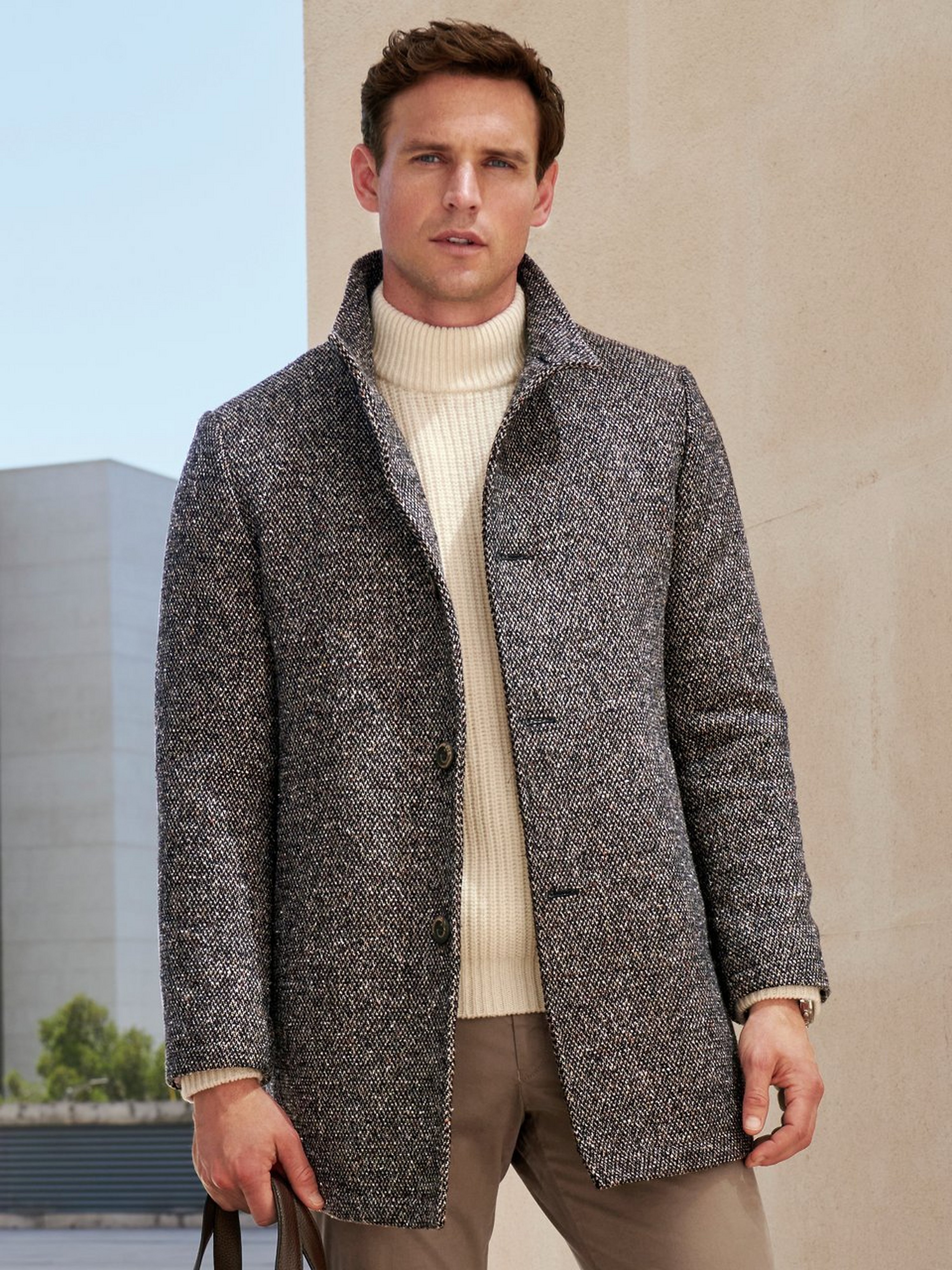 Tweed-Wollmantel