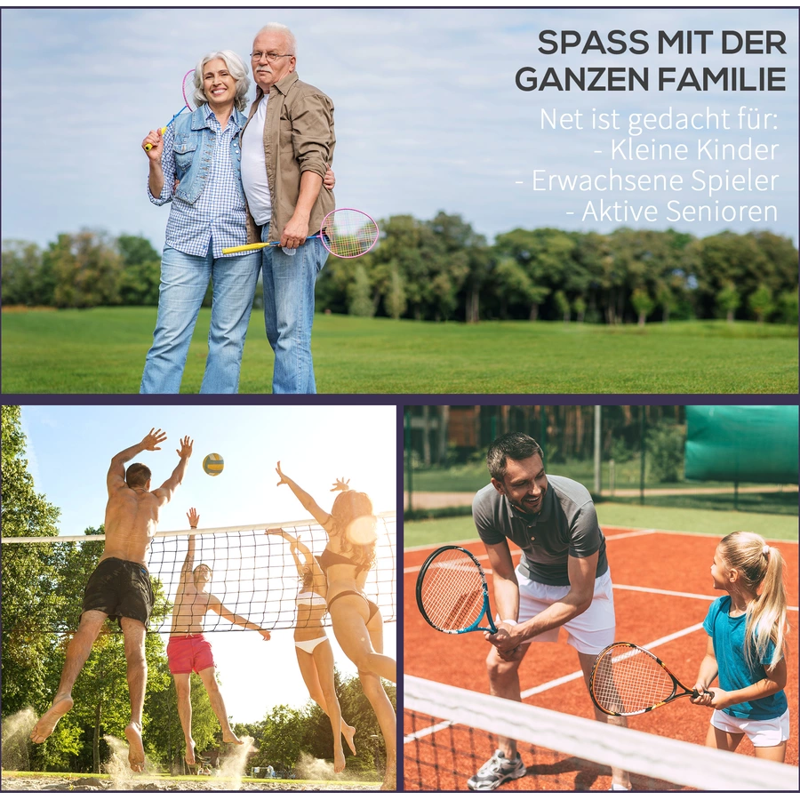 HOMCOM Badmintonnetz mit Transporttasche bunt