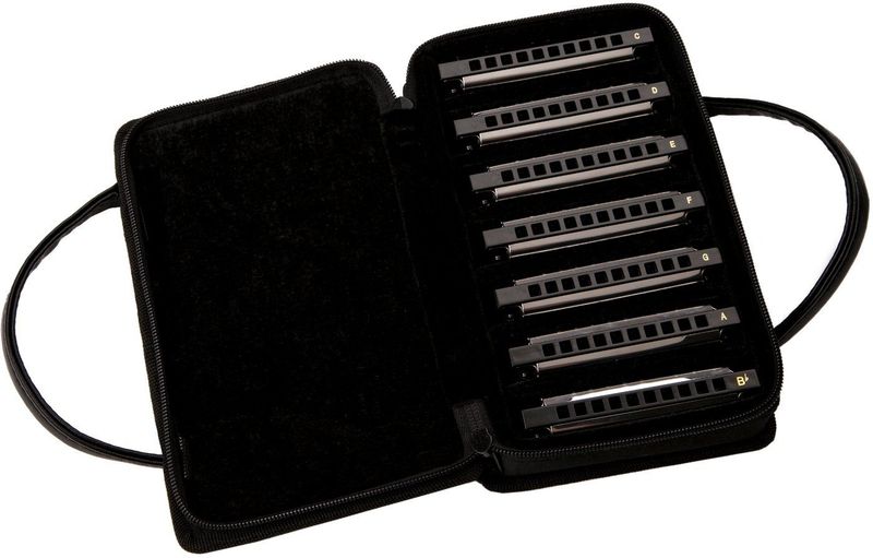 Fender - Blues Deluxe - Mondharmonicaset - Verchroomd Metaal - 7-delig - Met Etui