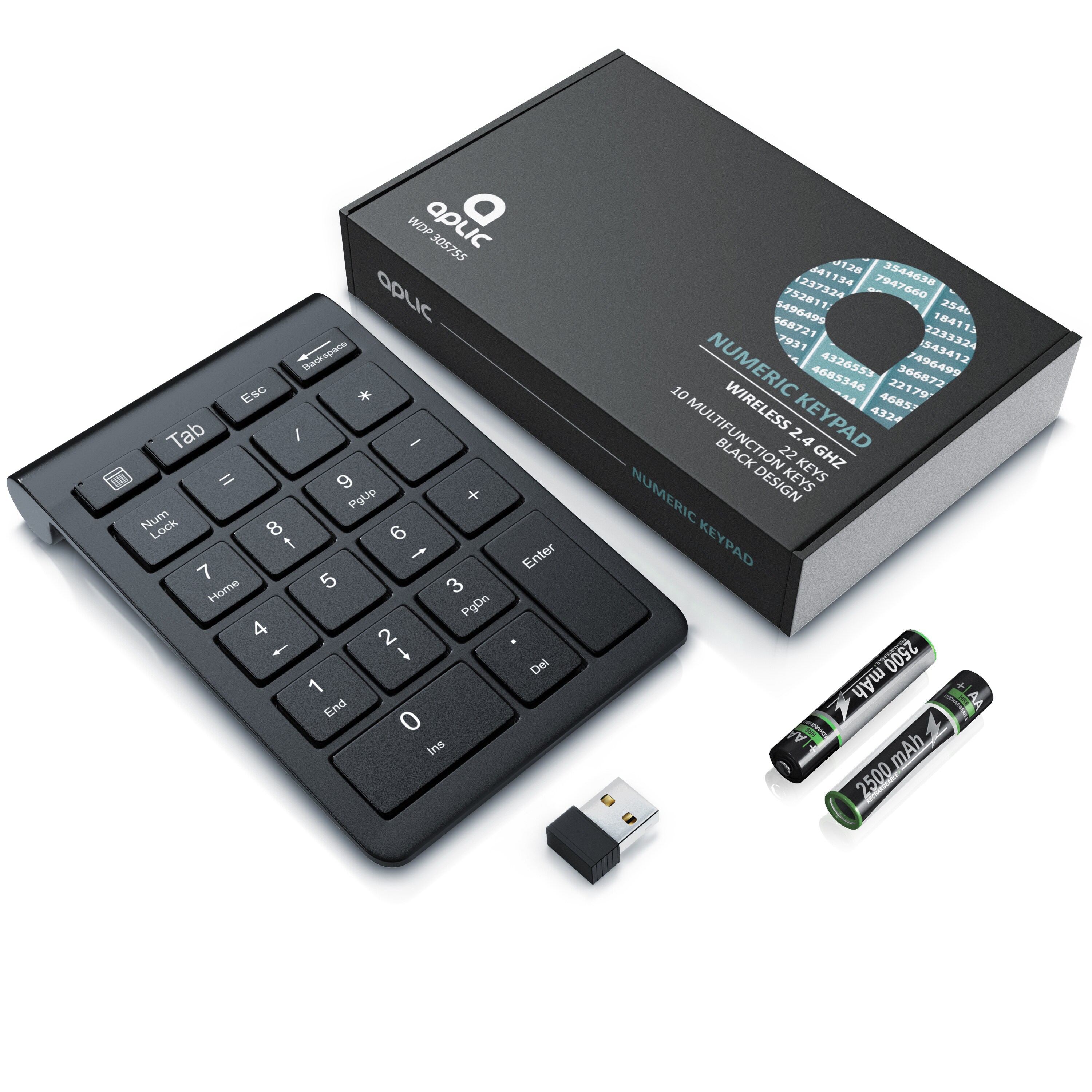 Aplic Bluetooth Numpad - Wireless Ziffernblock mit Multifunktionstasten - Keypad Aluminium - 35 Tasten - Bluetooth 3.0 - Kabellos