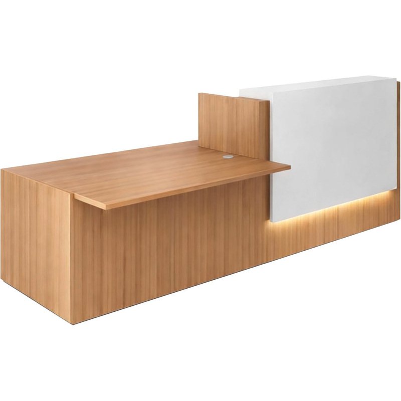 Banque d'accueil droite Jana noyer/blanc L 286 cm avec module bas à droite