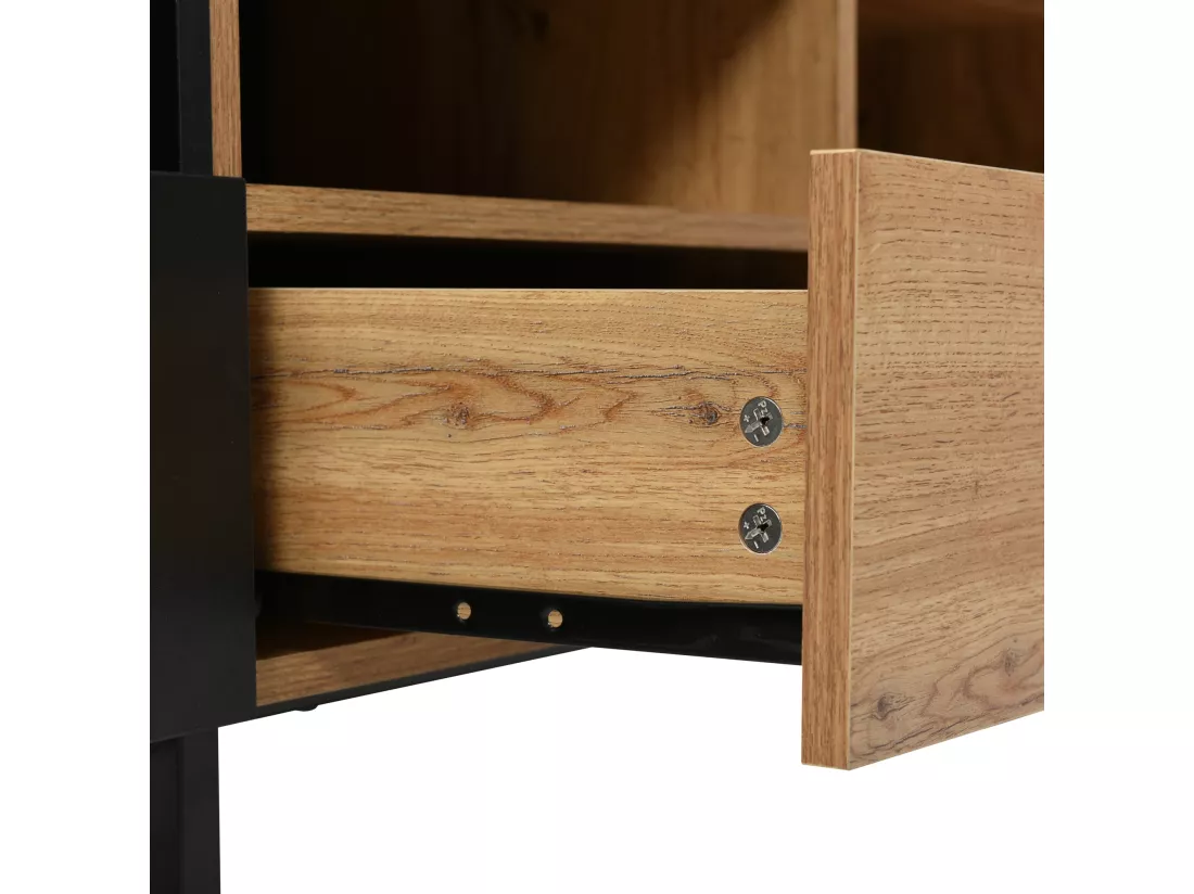 Meuble TV moderne au design noir et bois avec espace de rangement spacieux Modai