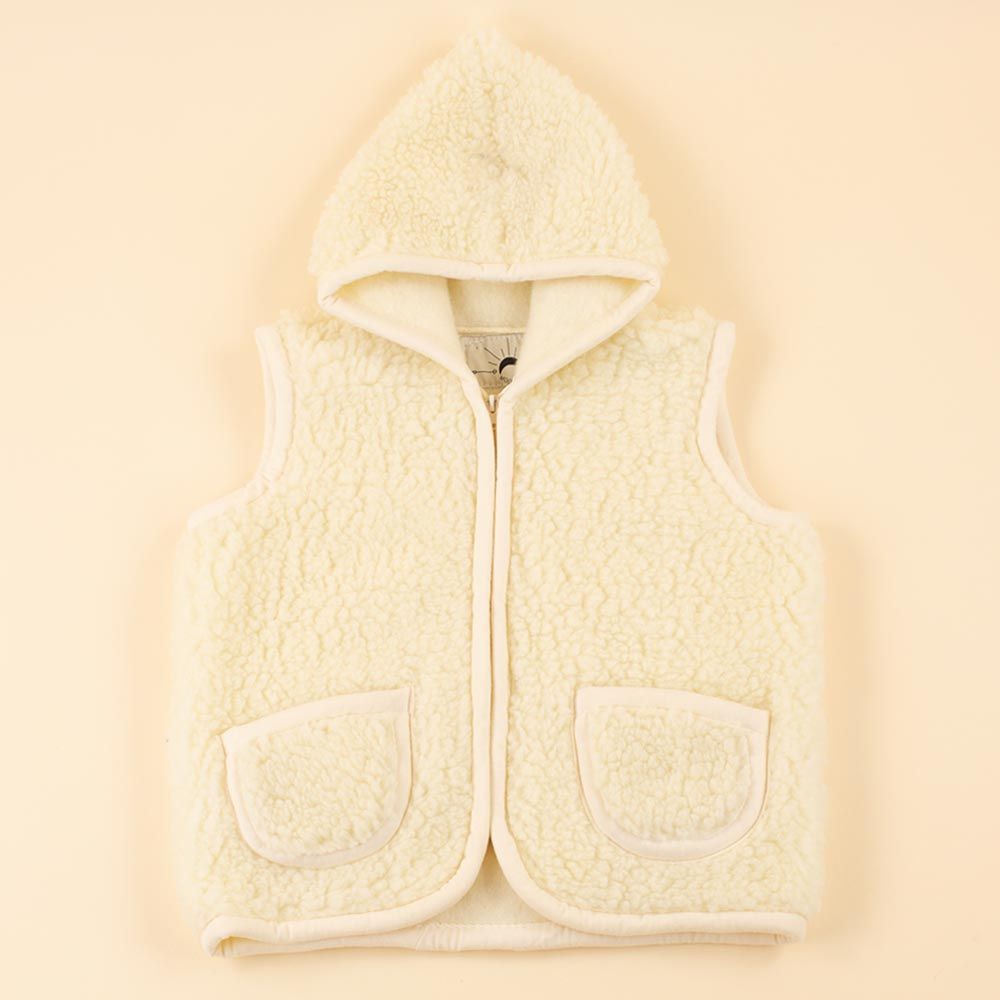 Moonrise dames wollen vest Salina beige met capuchon