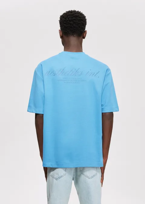 T-shirt met print merk blauw (BLW.L)