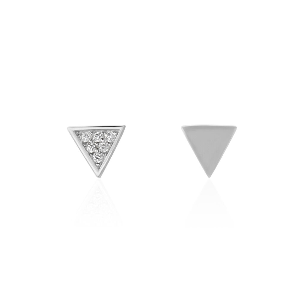 Boucles D'oreilles Puces Bartoumieu Argent Blanc Oxyde De Zirconium