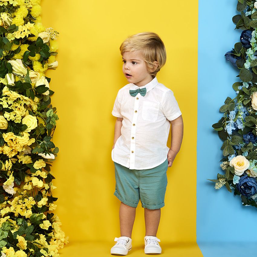Ensemble 2 pièces avec nœud papillon pour bébé garçon - Kaki