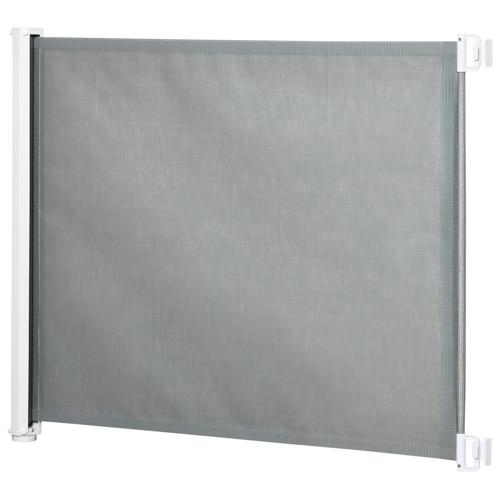 PawHut Hunde-Trennwand mit automatischer Aufrollenfunktion grau 5,5–115L x 5,5B x 82,5H cm