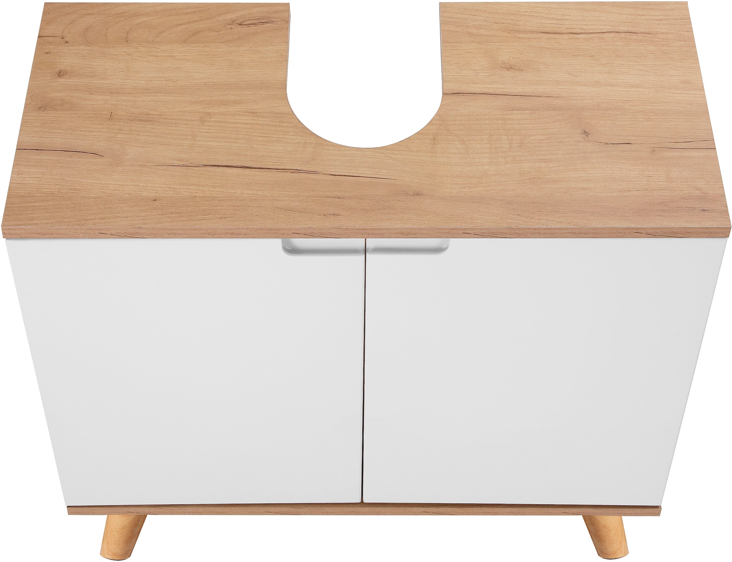 welltime Waschbeckenunterschrank »Lund Badunterschrank für wandhängende Waschbecken WC Unterschrank« Badezimmerschrank WBU Breite 65cm mit Siphonausschnitt Badschrank