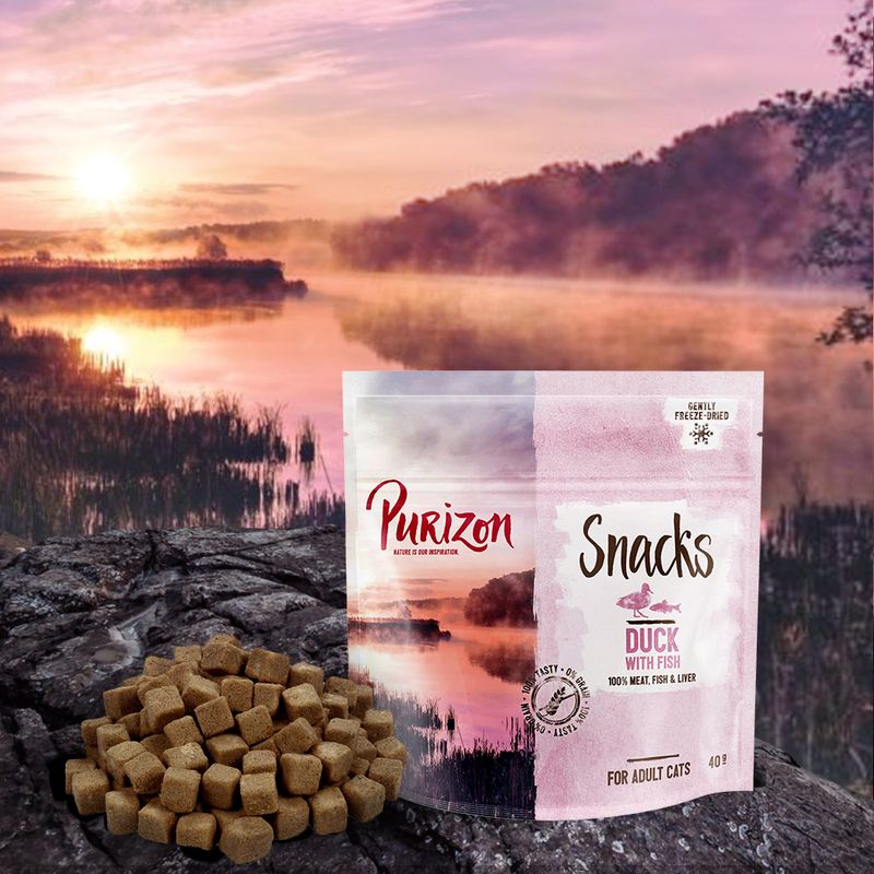 Friandises Purizon canard, poisson sans céréales pour chat