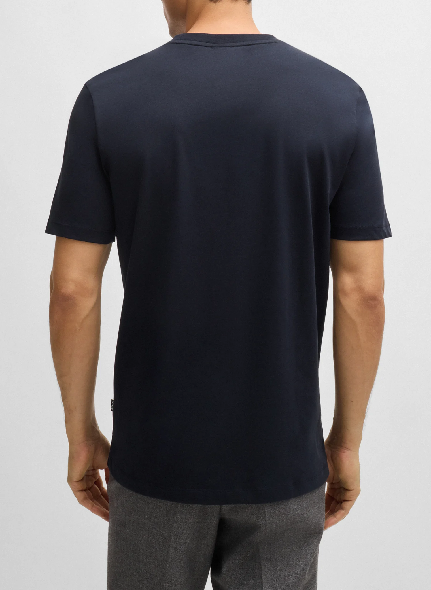 Tee-shirt col rond droit en coton| Bleu