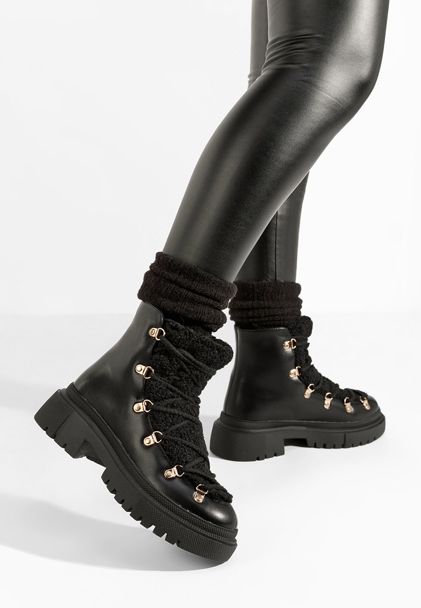 Bottines doublées femme noires Sherpa