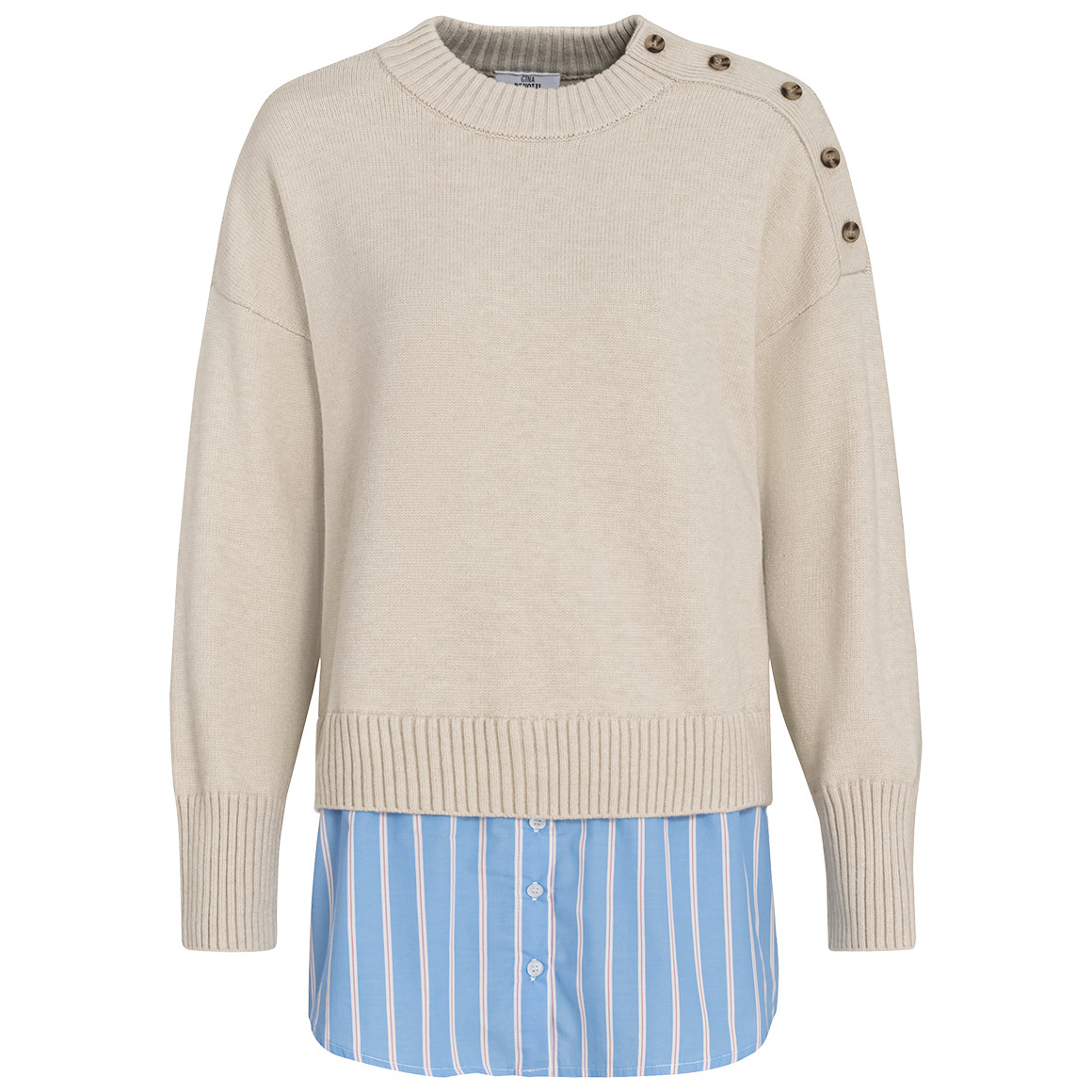 Gina Benotti Damen Strickpullover im Lagen-Look creme