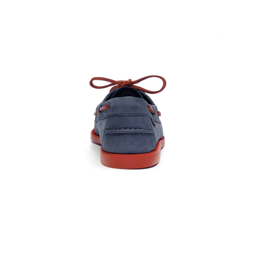 DOCKSIDES NUBUCK Blue Navy Red-CHAUSSURES BATEAU POUR HOMME EN NUBUCK MARINE / ROUGE