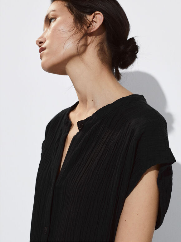 Vestido midi estruturado - Preto