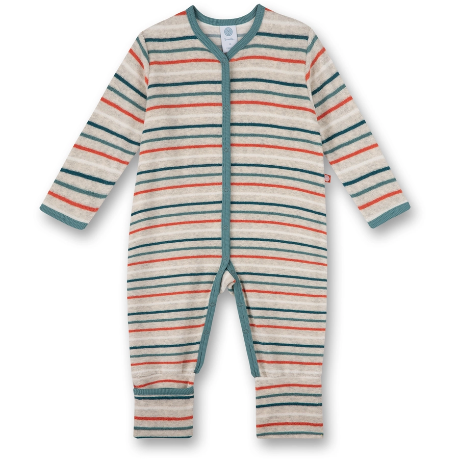 Sanetta Frottee-Overall beige gestreift