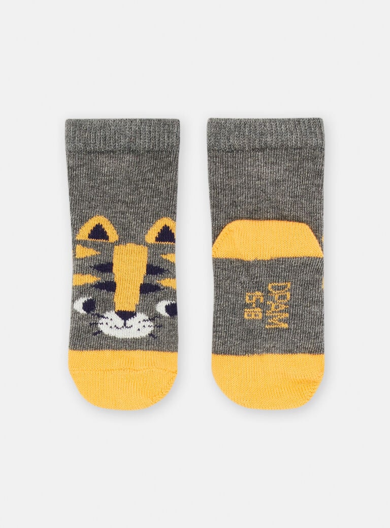 Chaussettes grises à motif chat