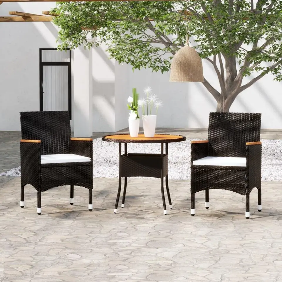 vidaXL - Tuinset - Zwart - Poly rattan - 3 stuks
