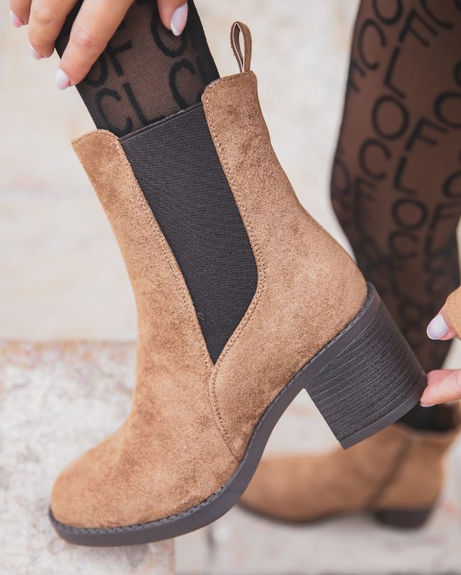 Bottines femme camel à talon - Madeleine